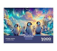 Penguins on A Rock near A Castle 1000 Piece Jigsaw Puzzle Cute Penguin Educational & Challenging for Kids & Adults 70x50cm/1000pcs