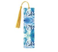 Penguins On Iceberg Print Wooden Bookmark Bookmarks with Tassels Book Marks for Reading Hardcover Books Notebooks