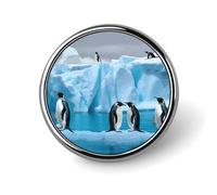 Penguins On The Iceberg Badge Exquisite Round Alloy Brooch Cute Brooch Fashion Name Badge Lightweight Elegant Pin Compact Circular Alloy Lapel Pin for Id Club Event Souvenir Gift