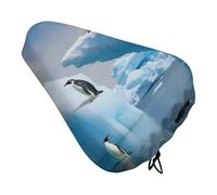 Penguins On The Iceberg Bike Seat Cover Waterproof Oxford Fabric, Universal Adjustable Bicycle Saddle Cover with Drawstring Easy Install Protective Rain Dust Covers for Women Men