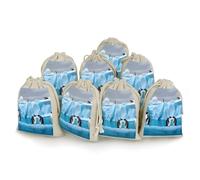 Penguins On The Iceberg Bunches Pocket Cotton And Hemp with Drawstring 8 Pieces Reusable Gift Bags Jewelry Pouch for Wedding DIY Craft Party (4.9 X 6.7 Inch)