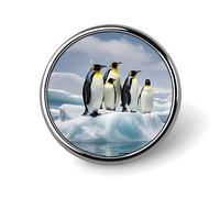 Penguins On The Iceberg Button Pin 1 Inch, Personalized Metal Lapel Pins, Lightweight Round Brooch Pin, Elegant Button Badges, Funny Enamel Pins for Shirts Jackets Bags & Gift