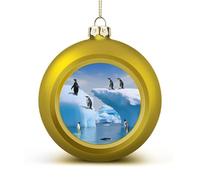 Penguins On The Iceberg Christmas Balls Ornaments 4PCS Christmas Tree Hanging Ball Personalization Golden-Style Xmas Trees Ball Pendant for Holiday Party Decoration Supplies