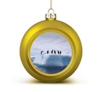 Penguins on The Iceberg Christmas Balls Ornaments 4PCS Christmas Tree Hanging Ball Personalization Golden-Style Xmas Trees Ball Pendant for Holiday Party Decoration Supplies