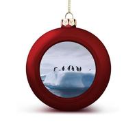 Penguins on The Iceberg Christmas Balls Ornaments 4PCS Christmas Tree Hanging Ball Personalization Red-Style Xmas Trees Ball Pendant for Holiday Party Decoration Supplies