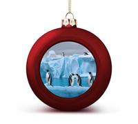 Penguins On The Iceberg Christmas Balls Ornaments 4PCS Christmas Tree Hanging Ball Personalization Red-Style Xmas Trees Ball Pendant for Holiday Party Decoration Supplies
