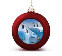 Penguins On The Iceberg Christmas Balls Ornaments 4PCS Christmas Tree Hanging Ball Personalization Red-Style Xmas Trees Ball Pendant for Holiday Party Decoration Supplies