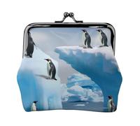 Penguins On The Iceberg Coin Purse for Women, Small Card Holder PU Leather Change Pouch, Kiss Lock Coin Pouch Mini Portable Party Cosmetic Bags Vintage Card Wallets for Cash Key