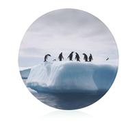 Penguins on The Iceberg Cutting Board for Kitchen Mini Cheese Chopping Board Round Tempered Glass Chopping Block for Picnic Cutting Pizza Meat Fruit(7.9 Inch)