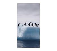 Penguins on The Iceberg Door Cover Spring Summer Hanging Flag Porch Sign Outdoor Seasonal Holiday Yard Decor for Front Door and Porch