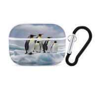 Penguins On The Iceberg Earbuds Organizer Shockproof Protective Airpods Pro Cover with Carabiner Clip Anti Fall Carrying Earphone Case Cover for Airpods Pro 2nd Generation White