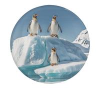 Penguins On The Iceberg Fridge Magnets for Home, Magnetic Refrigerator Sticker for Whiteboard, Circle Waterproof Fridge Magnet for Refrigerator, Locker, Car Garage, Office Decor 4 PCS