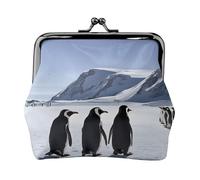 Penguins On The Iceberg Full Double-Sided Printed Pattern Women's and Girls' Fashionable Leather Kiss Lock Coin Purse Card Bag