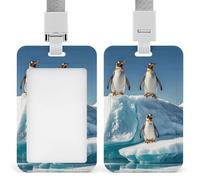 Penguins On The Iceberg Id Badge Holder,Name Tag Holder with Detachable Lanyard,Waterproof Design Id Card Holder for Office, Workplace