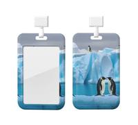 Penguins On The Iceberg Id Badge Holder with Lanyard Waterproof Key Card Holder Case Vertical Id Card Protector with Clear Id Window Breakaway Name Tags for Women Men Work Office Doctor Nurse