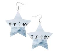 Penguins On The Iceberg Leather Star Shaped Earrings Fashion Accessories Lightweight Festivals Parties Everyday Life