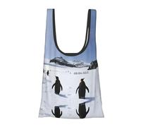 Penguins On The Iceberg Print Foldable Reusable Grocery Bag Lightweight Shopping Tote for Groceries Travel Beach Eco-Friendly Compact Adventure Tote