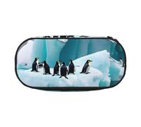Penguins On The Iceberg Print Lightweight Convenience Pencil Bag School Students Pen Case Makeup Travel Boy Girl