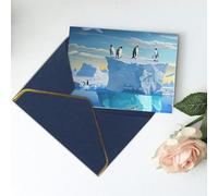 Penguins On The Iceberg Print Printed Blank Greeting Card-Christmas Card,Thank You Cards,Party Invitation Card Festival Greeting Cards & All Occasion Blue