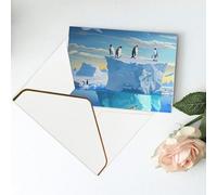 Penguins On The Iceberg Print Printed Blank Greeting Card-Christmas Card,Thank You Cards,Party Invitation Card Festival Greeting Cards & All Occasion White