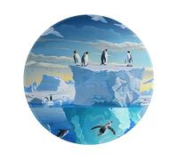 Penguins On The Iceberg Print Printed Gaming Mouse Pad 2 PCS, Round Non-Slip Rubber Base Laptop Mousepad Desk Mat for Gamer, Office, Home