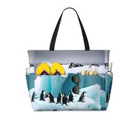 Penguins On The Iceberg Print Reusable Bag Stylish Summer Lightweight Vacation Picnic Gym Camping Versatile Use