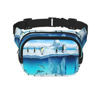 Penguins On The Iceberg Print Waist Pack Fanny Pack Belt Bag for Men Women,Waterproof Adjustable Strap 3 Pockets for Outdoor Travel
