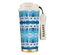 Penguins On The Iceberg Printed 316 Stainless Steel Coffee Cup - Insulated Travel Mug with 12-Hour, Large Capacity Cone Shape Cup for Home, Office & Outdoor Use