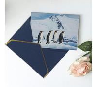 Penguins On The Iceberg Printed Blank Greeting Card-Christmas Card,Thank You Cards,Party Invitation Card Festival Greeting Cards & All Occasion Blue