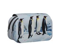 Penguins On The Iceberg Printed Flip Pencil Case with 2 Compartments, Large Capacity, Portable Stationery Organizer for School, Travel and Art
