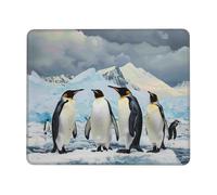Penguins on The Iceberg Printed Gaming Mouse Pad 12x10 Inches, Non-Slip Rubber Base Laptop Mousepad Desk Mat with Stitched Edges for Gamer, Office, Home