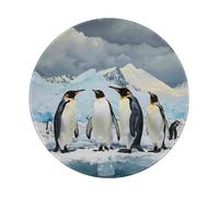 Penguins on The Iceberg Printed Gaming Mouse Pad 2 PCS, Round Non-Slip Rubber Base Laptop Mousepad Desk Mat for Gamer, Office, Home