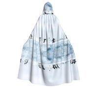 Penguins On The Iceberg Printed Hooded Cloak Robe Cloak Witch Vampires Grim Reaper Devil For Boy Girl Cosplay Costume
