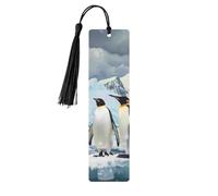 Penguins on the Iceberg Printed Metal Bookmarks M - Black Lightweight Aluminium Book Marker for Books, Journals & Gifts, Ideal Book Lovers, Holiday Decor & Crafts