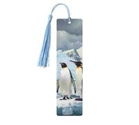Penguins on the Iceberg Printed Metal Bookmarks M - Sky Blue Lightweight Aluminium Book Marker for Books, Journals & Gifts, Ideal Book Lovers, Holiday Decor & Crafts