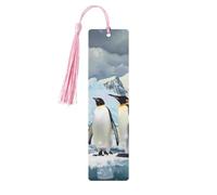 Penguins on the Iceberg Printed Metal Bookmarks S - Pink Lightweight Aluminium Book Marker for Books, Journals & Gifts, Ideal Book Lovers, Holiday Decor & Crafts