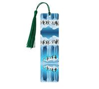 Penguins on The Iceberg Printed -Print Wooden Bookmarks with Tassel for Readers and Book Lovers - Artistic Handmade Gifts for Teachers Colleagues Office Desk Decor.