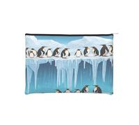 Penguins on The Iceberg Printed Reusable Paper Cosmetic Bag Waterproof & Lightweight for Travel, School & Daily Use Full-Print Design Women, Students, Eco-Conscious