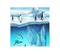 Penguins On The Iceberg Printed Square Jigsaw Puzzle 12.8x12.8 CM, Puzzle Challenging Game for Adults Gifts, Family Fun Decorative Wall Decor
