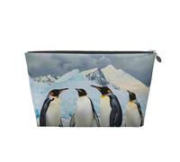 Penguins on The Iceberg Printed Travel Cosmetic Bags with Silver Zipper Makeup Organizer Cosmetic Case Toiletry Bag for Women Mom Girls