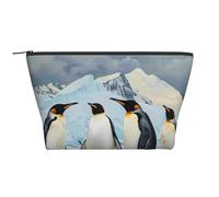 Penguins on The Iceberg Printed Travel Makeup Bag Trapeze Cosmetic Bag Makeup Case Toiletry Bag Organiser for Women