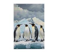 Penguins on the Iceberg Printed Wooden Puzzle 300 Piece, Cute Puzzle Game in Plastic Box for Family Entertainment and Brain Training Gifts
