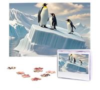 Penguins On The Iceberg Puzzles 1000 Pieces Personalized Jigsaw Puzzles Photos Puzzle for Adults Challenging Picture Puzzle with storage bag Puzzles for Men Women Home Decor (10.2" x 15")