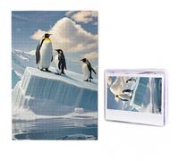 Penguins On The Iceberg Puzzles 500 Pieces Personalized Jigsaw Puzzles Photos Puzzle for Adults Challenging Picture Puzzle with Storage Bag Jigsaw for Men Women Home Decor (19.7" x 29.5")