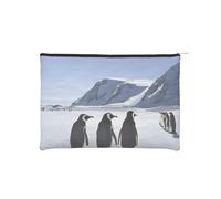 Penguins on The Iceberg Reusable Paper Cosmetic Bag Waterproof & Lightweight for Travel, School & Daily Use Full-Print Design Women, Students, Eco-Conscious