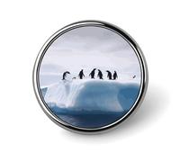 Penguins on The Iceberg Round Badge Cute Brooch Hats Jackets Decor Personalized Lapel Pin Clothing Jewelry Accessories for Wedding Party Gift