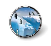 Penguins On The Iceberg Round Badge for Men Women, Durable & Stylish Lapel Pins, Lightweight Metal Badges for Shirts, Jackets, Hats