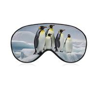 Penguins On The Iceberg Sleep Mask Light Blocking Eye Cover Polyester Eye Mask with Elastic Strap Blindfold for Side Sleeper Sleeping Masks Face Hugging for Women Men Travel