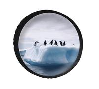 Penguins on The Iceberg Spare Tire Cover PVC Leather Spare Wheel Cover Dustproof Waterproof Jeep Tire Cover for 30inch Camper, RV Trailer, Truck, SUV Fit Diameter 28-34 Inch