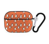 Penguins Orange Background Compatible with Airpod Pro Case Cover Skin with Keychain